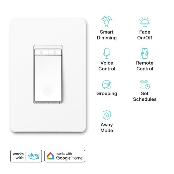511mzizM9BL._SL1500_.jpg Kasa Smart Dimmer Switch HS220, Single Pole, Needs Neutral Wire, 2.4GHz Wi-Fi Light Switch Works with Alexa and Google Home, UL Certified, No Hub Required, 1 Pack
