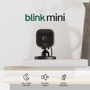 516ApYij-LL._SL1000_.jpg Blink Mini - Compact indoor plug-in smart security camera, 1080p HD video, night vision, motion detection, two-way audio, easy set up, Works with Alexa – 1 camera (Black)