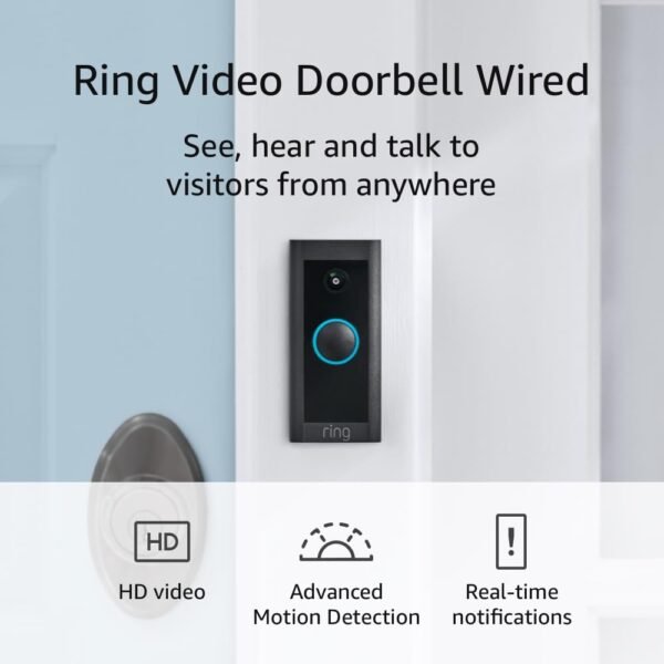 5179hlNUjmL._SL1000_.jpg Ring Video Doorbell Wired (newest model), Use Two-Way Talk, advanced motion detection, HD camera and real-time alerts to monitor your front door (wiring required)