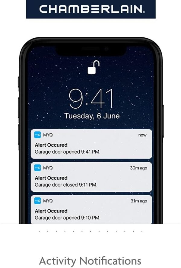 Chamberlain C2405 MYQ Smart Garage Door Opener, Chain Drive, 1/2-HP Motor, Dual Light - Quantity 1