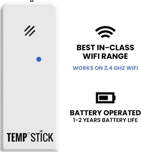 51N44kZkbIL._AC_SL1500_.jpg Temp Stick Remote WiFi Temperature & Humidity Sensor, Data Logger. No Subscription. 24/7 Monitor, Unlimited Text, App & Email Alerts. Made in America. Use with Alexa, IFTTT. Monitor Anywhere, Anytime