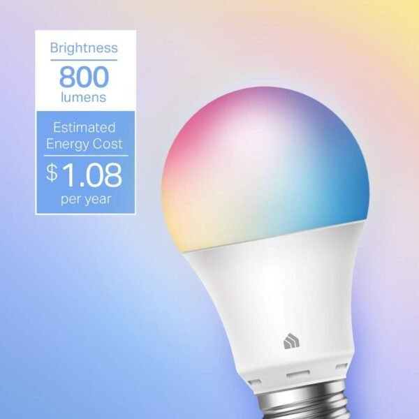 51OZKE70rSL._AC_SL1000_.jpg Kasa Smart Light Bulbs, Full Color Changing Dimmable Smart WiFi Bulbs Compatible with Alexa and Google Home, A19, 9W 800 Lumens,2.4Ghz only, No Hub Required, 4 Count (Pack of 1), Multicolor (KL125P4)