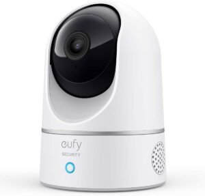 51RAiKC4hgL._AC_SL1500_.jpg eufy Security Indoor Cam E220, Camera for home Security, Pan & Tilt, Dog/Pet Camera, 2K Wi-Fi Plug-in, Motion Tracking, Motion Only Alerts, Night Vision, HomeBase 3 Compatible, Voice Assistant Support