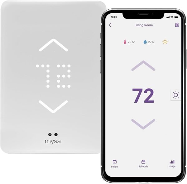 Mysa Smart Thermostat for Electric Baseboard Heaters 240V | Remote Control with 100% Free APP | Easy Install | HomeKit, Alexa, Google Home | Wi-Fi Programmable | Temp. & Humidity Alerts