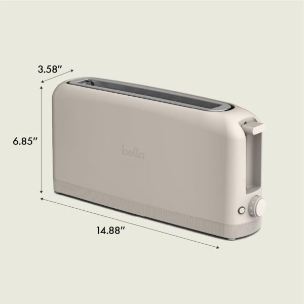 51nu5crS48L._AC_SL1081_.jpg bella 2 Slice Slim Toaster, Fits-anywhere™ Kitchenware, 6 Setting Shade Control with Reheat & Cancel Buttons, Removable Crumb Tray, 10” Long Slot, Anti Jam & Auto Shutoff, 900 Watt, Oatmilk
