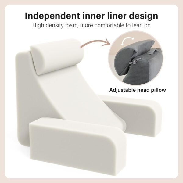 61-n9A-pQTL._AC_SL1500_.jpg ENITYA Reading Pillow for Sitting in Bed Adult, Back Pillow for Bed Sitting up, Reading & Bed Rest Pillows for Watching TV/Reading/Gaming/Resting in Bed, Couch or Floor, Medium 19"(Grey)