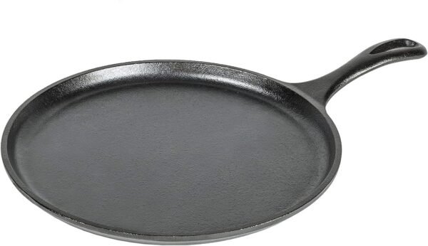 61As2ZUM8L._AC_SL1500_.jpg Lodge L9OG3 Cast Iron Round Griddle, Pre-Seasoned, 10.5-inch