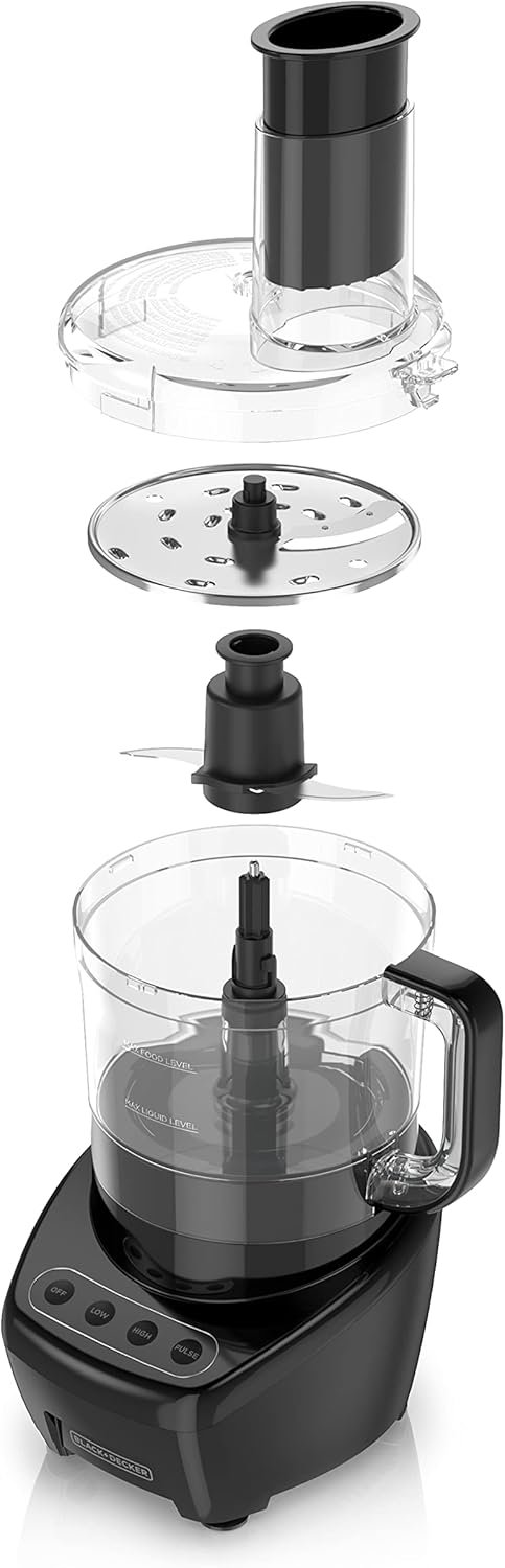 61CsojwKiSL._AC_SL1500_.jpg BLACK+DECKER Food Processor and Vegetable Chopper, Stainless Steel Blade, 8-Cup Capacity, 450W Power with Attachments to Shred, Slice, Mince, Grind, and Puree