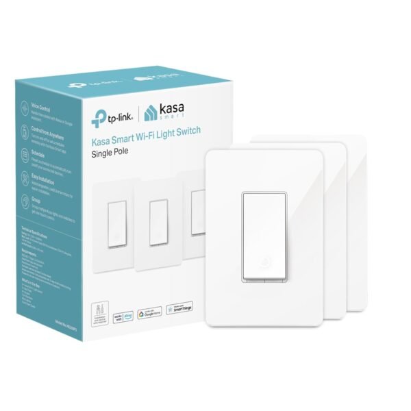 61Du7b9kpxL._SL1500_.jpg Kasa Smart Light Switch HS200P3, Single Pole, Needs Neutral Wire, 2.4GHz Wi-Fi Light Switch Works with Alexa and Google Home, UL Certified, No Hub Required, 3 Count -Pack of 1 , White