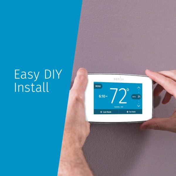 61EVxHP91GL._AC_SL1200_.jpg EMERSON Sensi Touch Wi-Fi Smart Thermostat with Touchscreen Color Display, Works with Alexa, Energy Star Certified, C-wire Required, ST75W , White