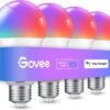 61G5-oBZmzL._AC_SL1489_.jpg Govee Smart Light Bulbs, Color Changing Light Bulb, Work with Alexa and Google Assistant, 16 Million Colors RGBWW, WiFi & Bluetooth LED Light Bulbs, Music Sync, A19, 800 Lumens, 4 Pack