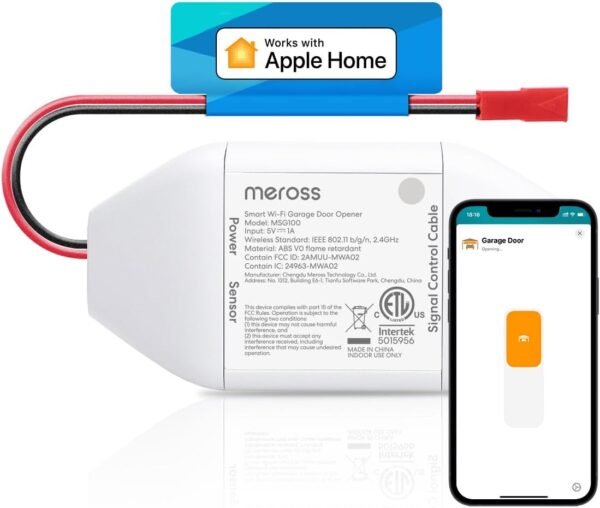 61MmSC7EDwL._AC_SL1500_.jpg meross Smart Garage Door Opener Remote, Compatible with Apple HomeKit, Amazon Alexa, Google Assistant, SmartThings, Multiple Notification Modes, No Hub Needed
