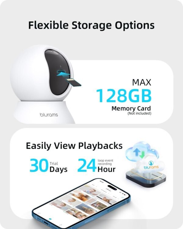 61Nin52wIML._AC_SL1500_.jpg blurams Indoor Camera 2K, Cameras for Home Security 5GHz, 360° Pet Camera w/Motion Tracking, Phone App, 2-Way Audio, IR Night Vision, Siren, Works with Alexa & Google Assistant