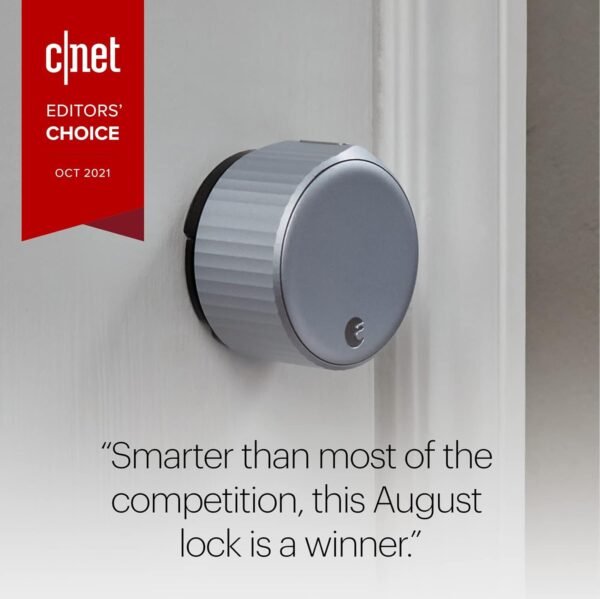 61UbRpo8lL._AC_SL1500_.jpg August Home Silver Wi-Fi Smart Lock – Keyless Entry, Electronic Door Lock, Easy Installation on Existing Deadbolt