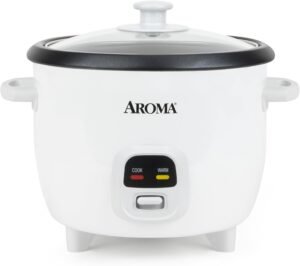 61VoMZ-dyHL._AC_SL1500_.jpg AROMA Rice Cooker, 3-Cup (Uncooked) / 6-Cup (Cooked), Small Rice Cooker, Oatmeal Cooker, Soup Maker, Auto Keep Warm, 1.5 Qt, White, ARC-393NG