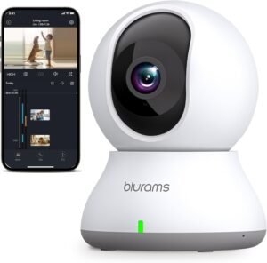 61a4o2Oy9-L._AC_SL1500_.jpg blurams Indoor Camera 2K, Cameras for Home Security 5GHz, 360° Pet Camera w/Motion Tracking, Phone App, 2-Way Audio, IR Night Vision, Siren, Works with Alexa & Google Assistant