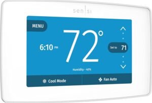 61bPqsr0L1L._AC_SL1500_.jpg EMERSON Sensi Touch Wi-Fi Smart Thermostat with Touchscreen Color Display, Works with Alexa, Energy Star Certified, C-wire Required, ST75W , White