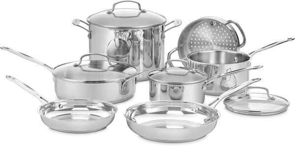 61c04TQQ2sL._AC_SL1500_.jpg Cuisinart 11-Piece Cookware Set, Chef's Classic Stainless Steel Collection 77-11G