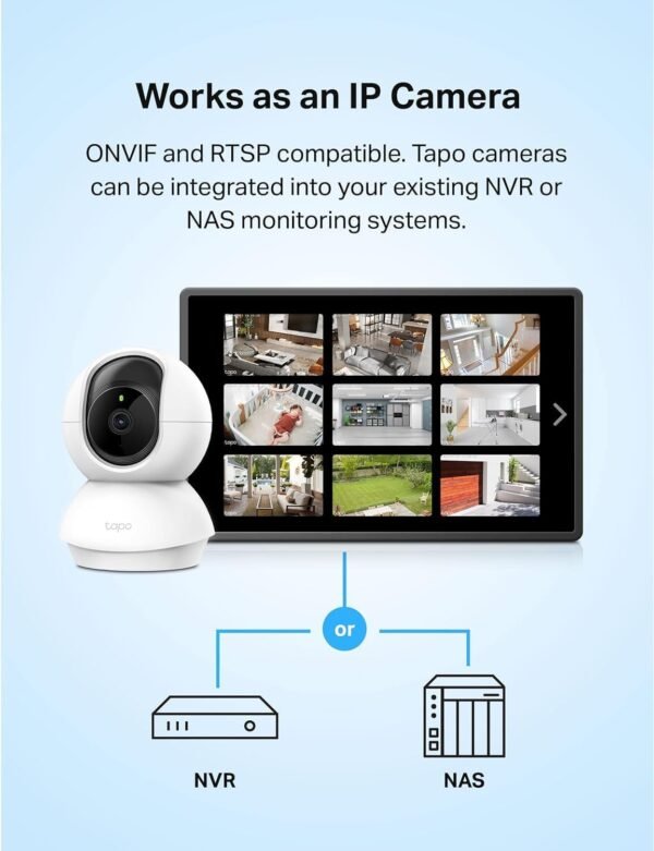 61coWXqOP5L._AC_SL1500_.jpg TP-Link Tapo Pan/Tilt Security Camera for Baby Monitor, Pet Camera w/Motion Detection, 1080P, 2-Way Audio, Night Vision, Cloud & SD Card Storage, Works with Alexa & Google Home (Tapo C200)