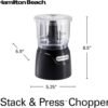 Hamilton Beach Electric Vegetable Chopper & Mini Food Processor, 3-Cup, 350 Watts, for Dicing, Mincing, and Puree, Black (72850)