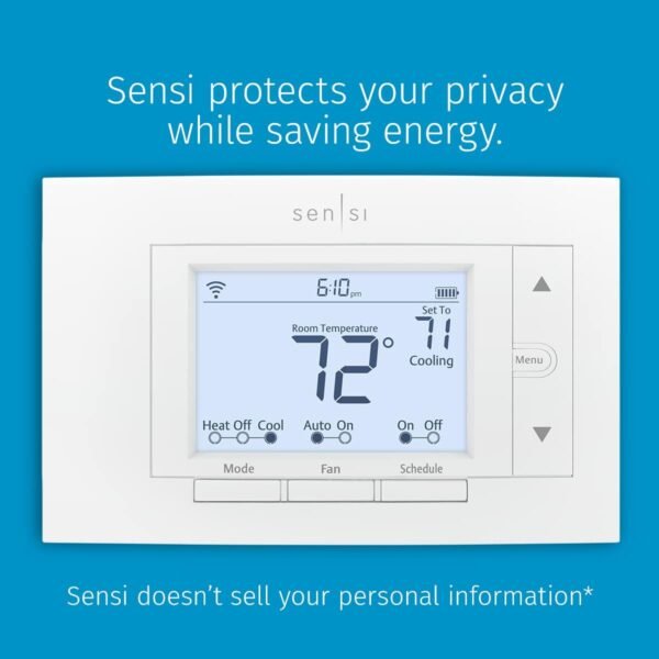 61faY6a9BfL._AC_SL1200_.jpg Sensi Smart Thermostat, 100 Years Of Expertise, Wi-Fi, Data Privacy, Programmable, Easy DIY Install, Works With Alexa, Energy Star Certified, Mobile App, ST55
