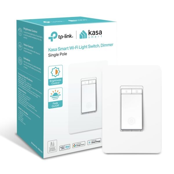 61gRmSeNXBL._SL1500_.jpg Kasa Smart Dimmer Switch HS220, Single Pole, Needs Neutral Wire, 2.4GHz Wi-Fi Light Switch Works with Alexa and Google Home, UL Certified, No Hub Required, 1 Pack