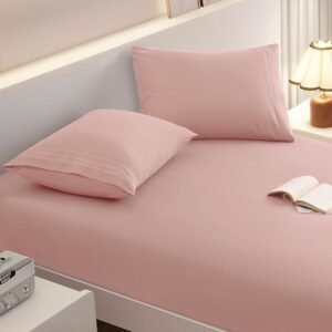 61gX1KTulbL._AC_SL1500_.jpg Full Fitted Sheet with 2 Pillowcase Soft Microfiber Sheet Set 16" Deep Pocket Bed Sheets, Wrinkle Free and Easy Care Bottom Sheet for Full Size Bed, Pink