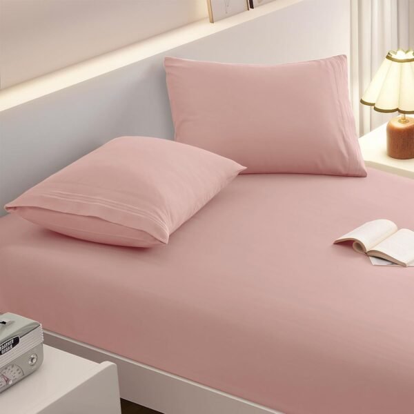 61gX1KTulbL._AC_SL1500_.jpg Full Fitted Sheet with 2 Pillowcase Soft Microfiber Sheet Set 16" Deep Pocket Bed Sheets, Wrinkle Free and Easy Care Bottom Sheet for Full Size Bed, Pink