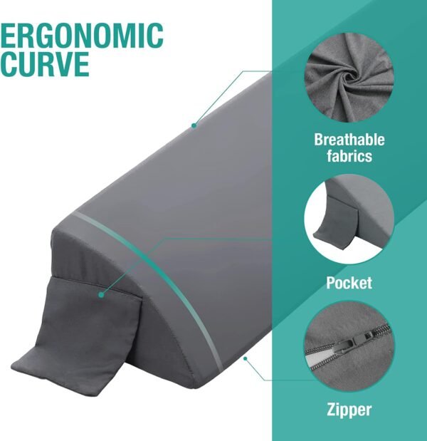 Vekkia Queen Wedge Pillow Headboard/Bed Wedge Pillow for Headboard/Bed Gap Filler/Headboard Pillow,Pillow Wedge for Headboard Gap(0-6"),Stop Loosing Your Pillows,Phone(Gray 60"x10"x6")