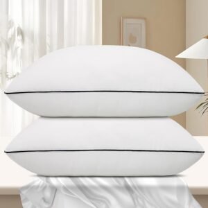 61qI-h3GTsL._AC_SL1500_.jpg Hotel Collection Bed Pillows for Sleeping 2 Pack Standard Size Cooling Pillows Set of 2 for Back, Stomach or Side Sleepers, Super Soft Down Alternative Microfiber Filled Pillows