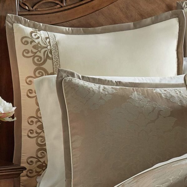 61qbkWU6AdL._AC_SL1000_.jpg Riverbrook Home 100% Polyester Comforter Set, Queen, Hillcrest - Ivory/Gold, 9 Piece Set