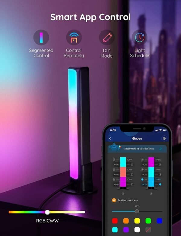 61sO1xH47BL._AC_SL1500_.jpg Govee Smart LED Light Bars, Work with Alexa and Google Assistant, RGBICWW WiFi TV Backlights with Scene and Music Modes for Gaming, Pictures, PC, Room Decoration