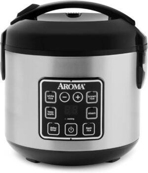71-U1rX30iL._AC_SL1500_.jpg AROMA Digital Rice Cooker, 4-Cup (Uncooked) / 8-Cup (Cooked), Steamer, Grain Cooker, Multicooker, 2 Qt, Stainless Steel Exterior, ARC-914SBD