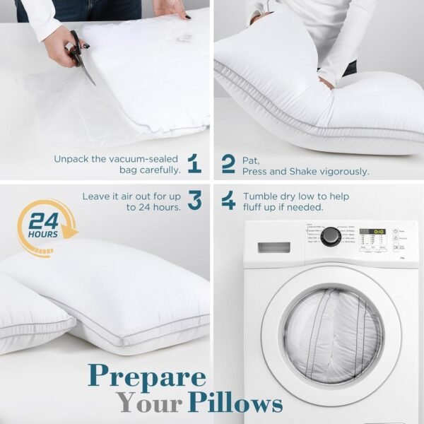 7108DH7rArL._AC_SL1500_.jpg viewstar Pillows Queen Size Set of 2, Hotel Quality, Down Alternative Gusseted Bed Pillows for Side, Back, or Stomach Sleepers, White