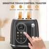 710C52FZWL._AC_SL1500_.jpg Keenstone Smart Touch Screen Toaster 2 Slice, Retro Wide Slot Stainless Steel Toaster with 6 Browning Levels, Reheat & Defrost, for Bagel, Toast, Bread, Removable Crumb Tray, Black