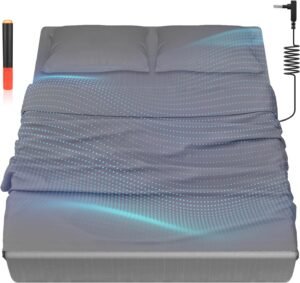716TDzI6UtL._AC_SL1500_.jpg Grounding Bedding Sheet Set, Bed Sheets and Pillowcase Set, 90% Organic Cotton+10% Pure Silver Organic Fitted Grounded Sheet for Improved Sleep, Pain Relief (Gray, King XL(78.4 * 80 * 15inch))