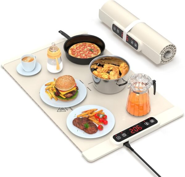 716wksShr9L._AC_SL1500_.jpg Warming Mat for Food, 5-Temp Electric Tray with Child Lock & Auto Shut-Off, Foldable Silicone Warmer for Baby Bottles, Baking, Travel, Buffets (15.7x23.6 Inch)