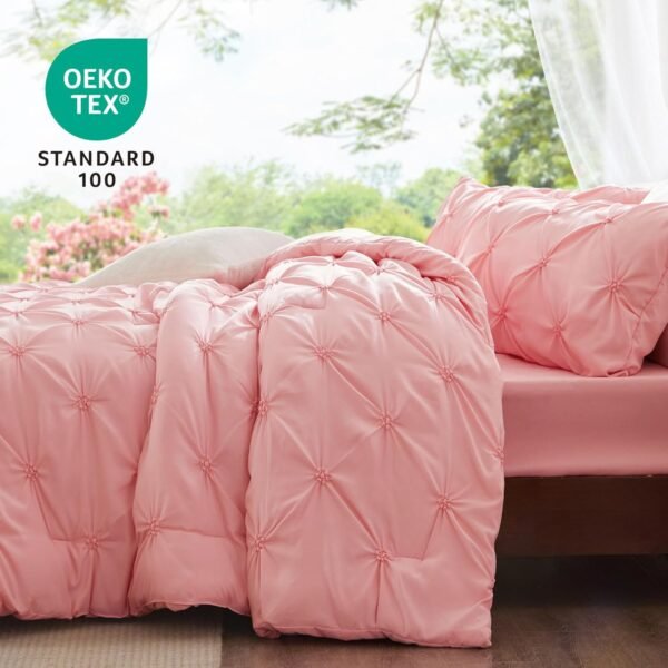 717AWBviOfL._AC_SL1500_.jpg BEDELITE Pink Boho Comforter Set Queen – 3-Piece Pintuck Bedding, Lightweight & Warm, Soft All-Season Comforter with 2 Pillowcases