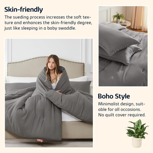 717Ydr1BIDL._AC_SL1500_.jpg Queen Comforter Sets Grey,3PCS Soft Lightweight Breathable Bedding Comforter Sets for All Season, Queen Size(90''×90'' Comforter & 2 Pillowcases)