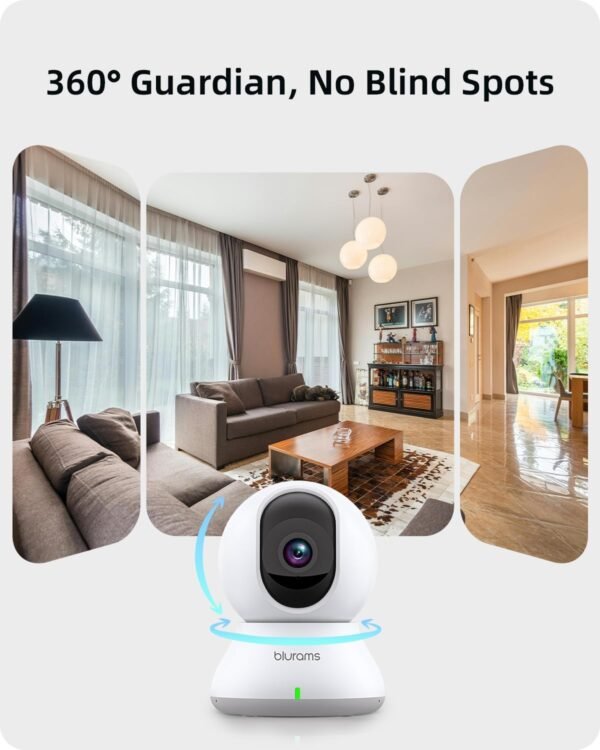 7197J4EbNPL._AC_SL1500_.jpg blurams Indoor Camera 2K, Cameras for Home Security 5GHz, 360° Pet Camera w/Motion Tracking, Phone App, 2-Way Audio, IR Night Vision, Siren, Works with Alexa & Google Assistant