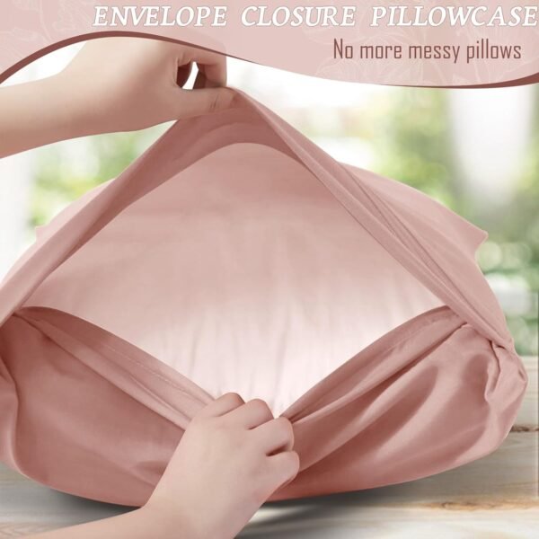 719K20DpJiL._AC_SL1500_.jpg Full Fitted Sheet with 2 Pillowcase Soft Microfiber Sheet Set 16" Deep Pocket Bed Sheets, Wrinkle Free and Easy Care Bottom Sheet for Full Size Bed, Pink