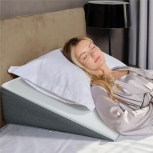 719s8l10GoL._AC_SL1500_.jpg Kolbs Bed Wedge Pillow for Sleep Apnea, Sleeping Comfort, Relaxing, Acid Reflux, Heartburn and Back Pain Relief. Cushion for Sitting Up in Bed. Memory Foam Top, Chic Jacquard Washable Cover.