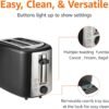 71Aow1nHVzL._AC_SL1500_.jpg Amazon Basics 2 Slice Toaster, With 6 Browning Settings, Extra Wide Slots For Bagels and Special Breads, Removable Easy-to-Clean Crumb Tray, Cancel/Defrost/Bagel Buttons, 900W, Black & Silver