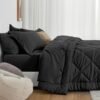 71BbeZTQYoL._AC_SL1500_.jpg Love's cabin Twin Comforter Set Black, 5 Pieces Twin Bed in a Bag, All Season Twin Bedding Sets with 1 Comforter, 1 Flat Sheet, 1 Fitted Sheet, 1 Pillowcase and 1 Pillow Sham
