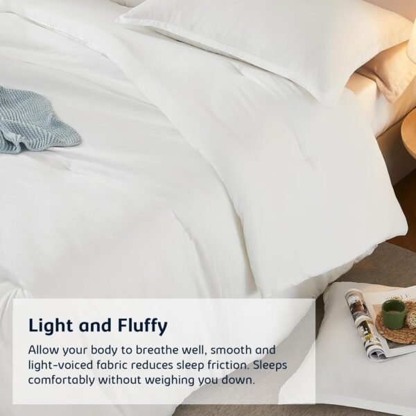 71EgNKAzZgL._AC_SL1500_.jpg Queen Comforter Sets White,3PCS Soft Lightweight Breathable Bedding Comforter Sets for All Season, Queen Size(90''×90'' Comforter & 2 Pillowcases)