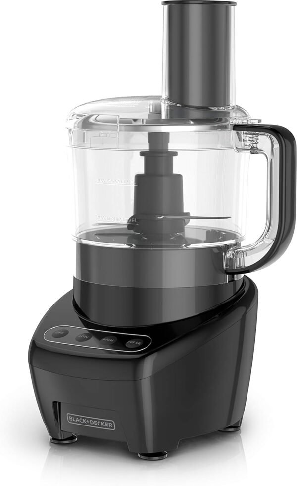 71I8TacwpuL._AC_SL1500_.jpg BLACK+DECKER Food Processor and Vegetable Chopper, Stainless Steel Blade, 8-Cup Capacity, 450W Power with Attachments to Shred, Slice, Mince, Grind, and Puree