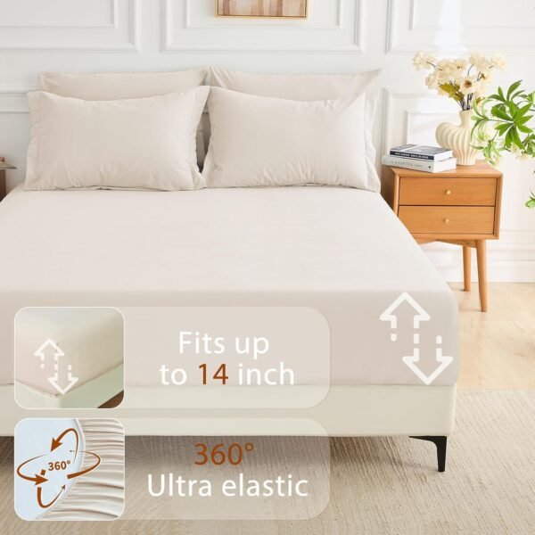 71IR0R7IWOL._AC_SL1500_.jpg MUXHOMO 7 Pieces Queen Comforter Set, Soft Bed in a Bag Queen Size, All Season Bedding Set with Comforter, Flat Sheet, Fitted Sheet, Pillowcases & Shams, Beige