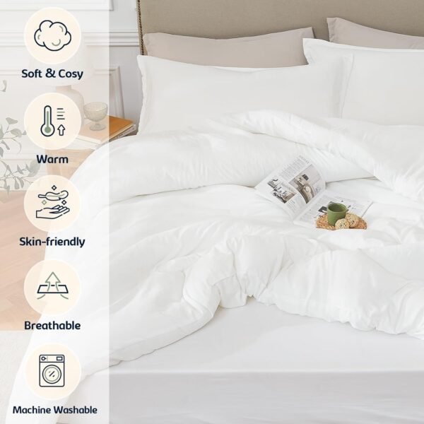71IhWyXh8SL._AC_SL1500_.jpg Queen Comforter Sets White,3PCS Soft Lightweight Breathable Bedding Comforter Sets for All Season, Queen Size(90''×90'' Comforter & 2 Pillowcases)