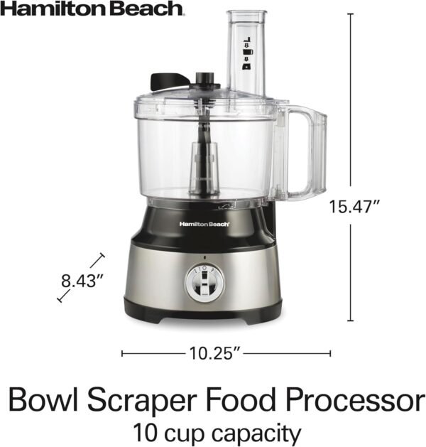 71JjscXXoFL._AC_SL1500_.jpg Hamilton Beach Food Processor & Vegetable Chopper for Slicing, Shredding, Mincing, and Puree, 10 Cups + Easy Clean Bowl Scraper, Black and Stainless Steel (70730)