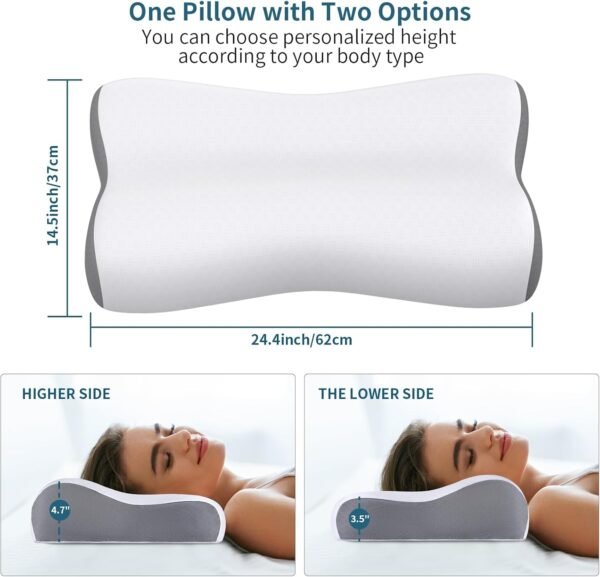 71KMkLuajQL._AC_SL1500_.jpg Cervical Neck Pillow Memory Foam Pillows for Neck Pain Relief, Ergonomic Pillow for Shoulder Pain, Contour Pillow for Sleeping, Orthopedic Bed Pillows Neck Support for Side Back Stomach Sleepers